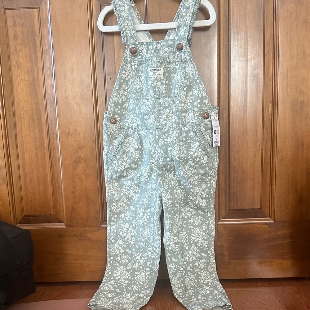 OshKosh B'gosh Light Blue Floral Overalls